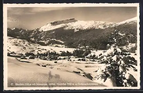 AK Riezlern, Ortsansicht mit Schwarzwassertal und Gottesackerplateau