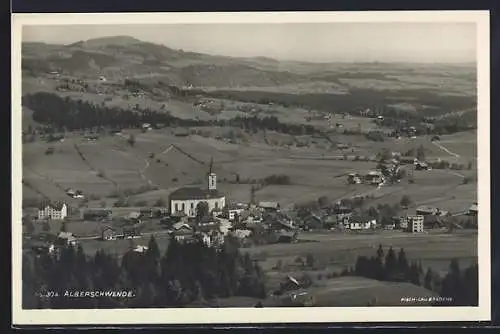 AK Alberschwende, Ortsansicht mit Bergpanorama