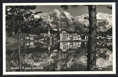 AK Seefeld i. T., Ortsansicht gegen Oefelekopf