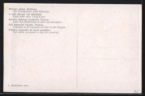 AK Wien, Wiener ehem. Hofburg, Der Zeremonien- oder Rittersaal, Innenansicht