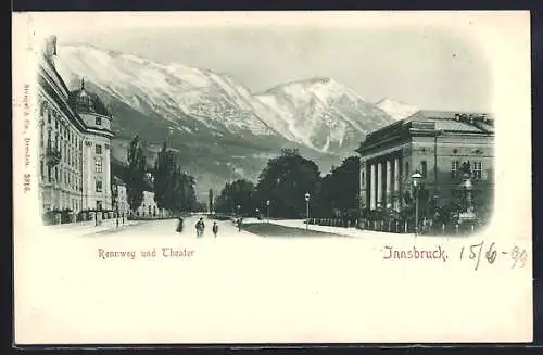 AK Innsbruck, Rennweg und Theater, Um 1900