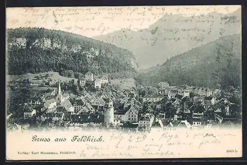 AK Feldkirch, Teilansicht mit Bergen