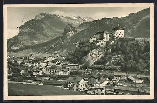 AK Kufstein, Teilansicht mit Schloss und Kaisergebirge