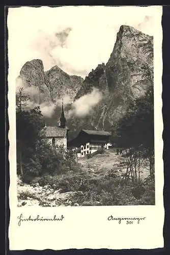 AK Hinterbärnbad, Ortspartie mit Kapelle