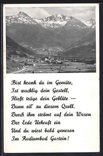 AK Bad Gastein, Teilansicht mit Bergen