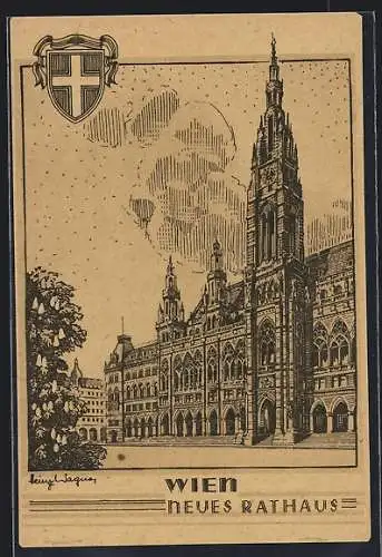 Künstler-AK Wien, Neues Rathaus, Wappen