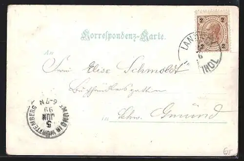 AK Landeck, Ortstotale mit blick zur Kirche