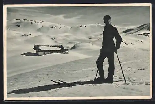 AK Kitzbühel /Tirol, Trattalpgebiet, Skifahrer am Kitzbüheler Horn