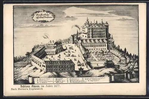 Künstler-AK Amras, Schloss Amras, Grosser Saal, Kellerei, Bibliothek