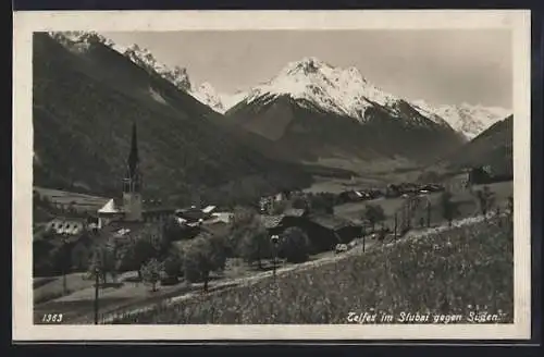 AK Telfes im Stubai, Teilansicht mit Kirche gegen Süden