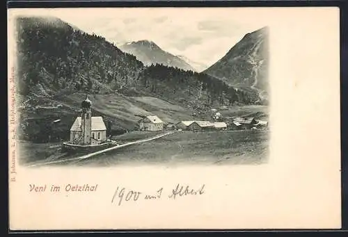 AK Vent im Oetzthal, Ortspartie mit Kapelle
