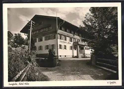 AK Jungholz, Hotel Adler mit Strassenpartie