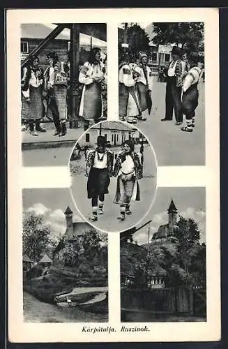 AK Kárpátalja Ruszinok, Schloss, Ukrainer in Tracht