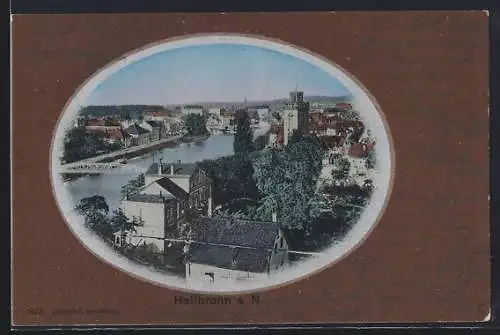 AK Heilbronn a. N., Flusspartie mit Brücke