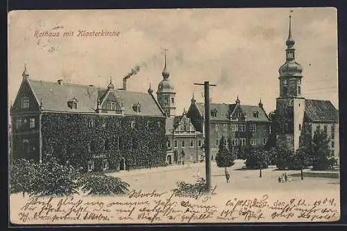 AK Riesa, Rathaus mit Klosterkirche