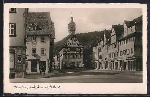 AK Künzelsau, Marktplatz mit Rathaus