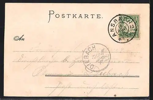 Lithographie Ansbach / Mfr., Totalansicht von der Ortschaft
