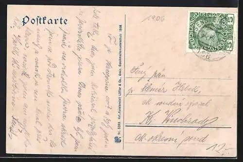 AK Ludwigsthal / Arber, Ortschaft mit Arber