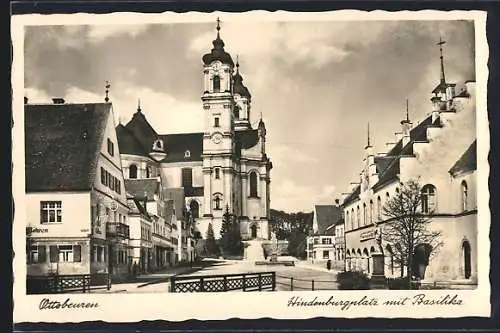AK Ottobeuren, Hindenburgplatz mit Basilika
