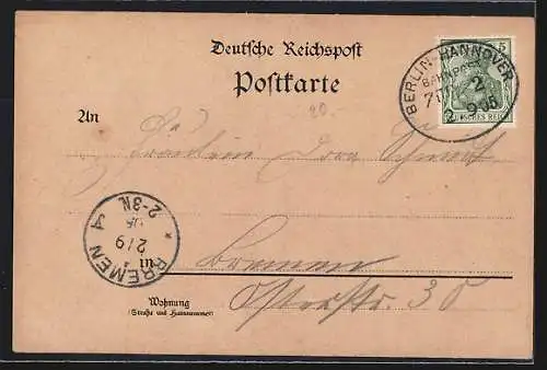 Lithographie Berlin, Opernhaus, Ludwigkirche, Kaiserin-Augusta-Denkmal
