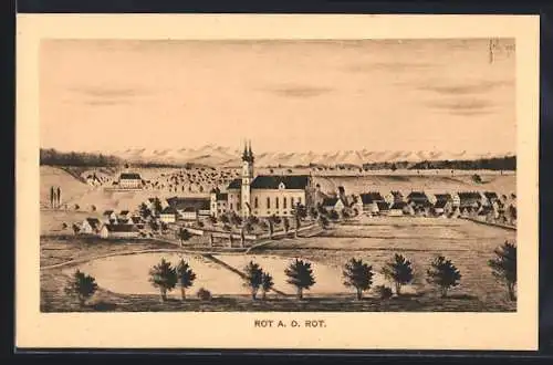 AK Rot a. d. Rot, Teilansicht mit Kirche