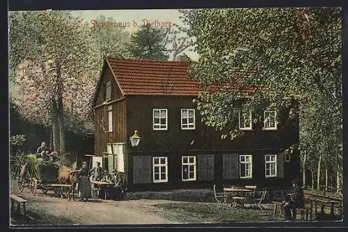 AK Dietharz, Steigerhaus mit Ochsenkarren