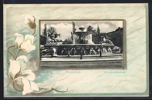 AK München, Wittelsbachbrunnen mit Passanten