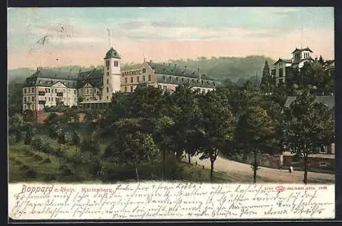 Lithographie Boppard a. Rhein, Partie am Marienberg