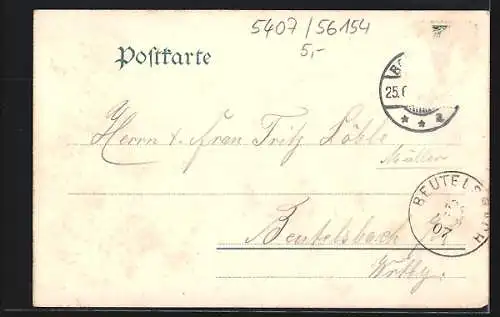 Lithographie Boppard a. Rhein, Partie am Marienberg