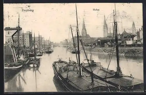 AK Duisburg, Hafenpartie mit Segelschiffen