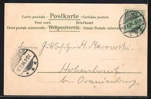 AK Hamburg-Neustadt, Alter Jungfernstieg mit Flusspartie, Passepartout mit Blumen