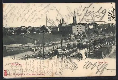 AK Elmshorn, Partie vom Kanal mit Schiffen