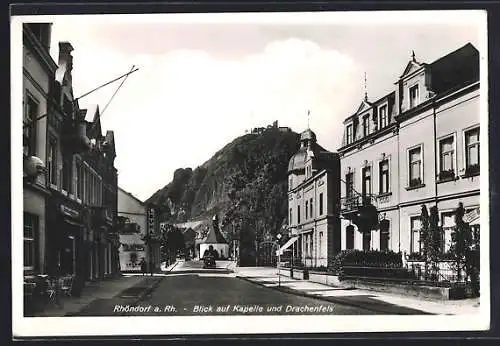 AK Rhöndorf a. Rh., Blick auf Kapelle und Drachenfels