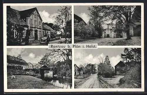 AK Rantzau b. Plön, Gasthaus Rantzau-Mühle, Inh. Aug. Asbahr, Strassenpartien