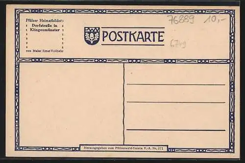 Künstler-AK Klingenmünster, Gasthaus Der Ochsen, Passanten im Ort