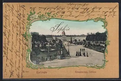 AK Karlsruhe, Blick auf grossherzogl. Schloss