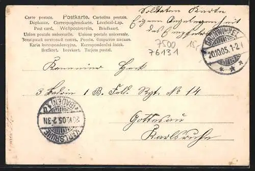 AK Karlsruhe, Blick auf grossherzogl. Schloss