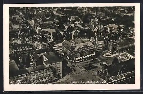 AK Essen / Ruhr, Hauptbahnhofsvorplatz vom Flugzeug aus gesehen