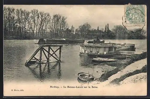 AK Herblay, Le Bateau-Lavoir sur la Seine