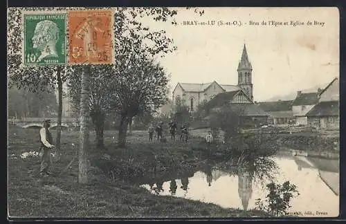 AK Bray-et-Lu, Bras de l`Epte et Église de Bray
