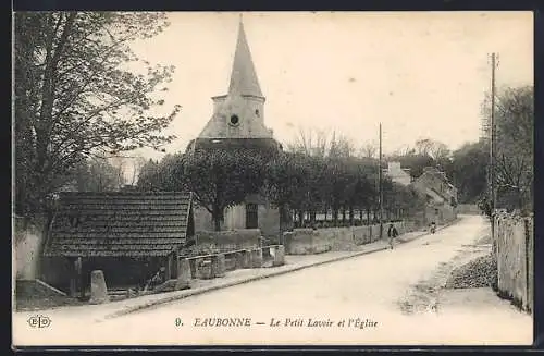 AK Eaubonne, Le Petit Lavoir et l`église