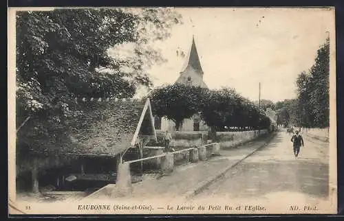 AK Eaubonne, Le Lavoir du Petit Ru et l`Église