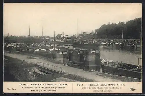 AK Persan-Beaumont, Construction d`un pont de péniches par le génie francais