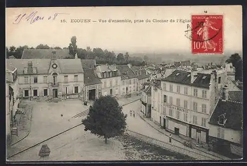 AK Écouen, Vue d`ensemble, prise du Clocher de l`Église