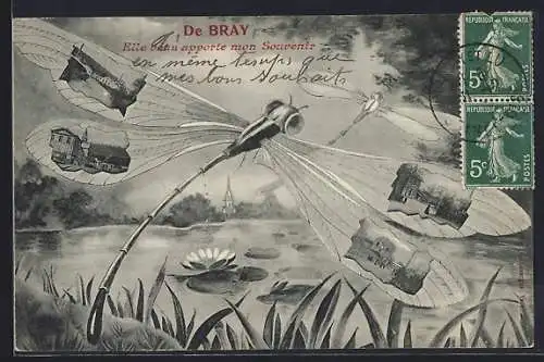 AK Bray, Libellule et paysages en ailes