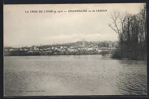 AK Champagne, La crue de l`Oise en 1910 vue de Cassan