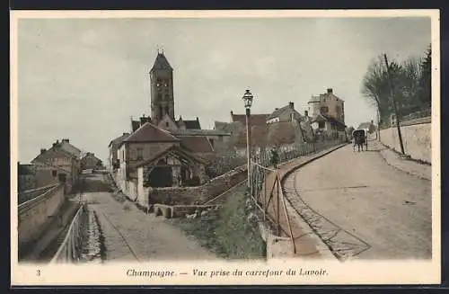 AK Champagne, Vue prise du carrefour du Lavoir