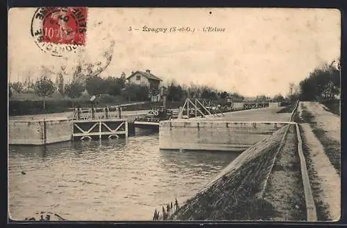 AK Eragny, L`Écluse et le chemin longeant le canal