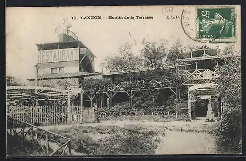 AK Sannois, Moulin de la Terrasse avec restaurant et jardin boisé