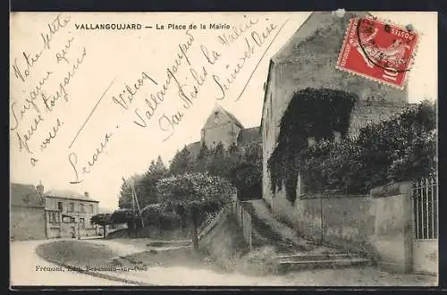 AK Vallangoujard, La Place de la Mairie